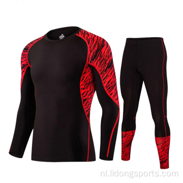 Polyester spandex lange mouw tweedelig sportschoolkleding